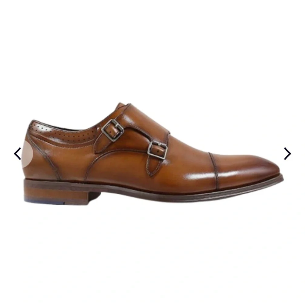 Stacey Adams Bayne Leather Cap Toe Double Monk Strap Dress Shoes Men’s Size 12M